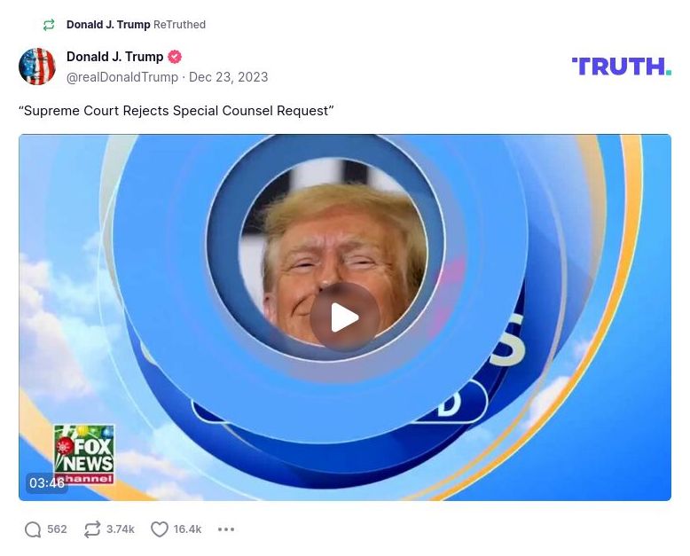 Post image from Donald Trump