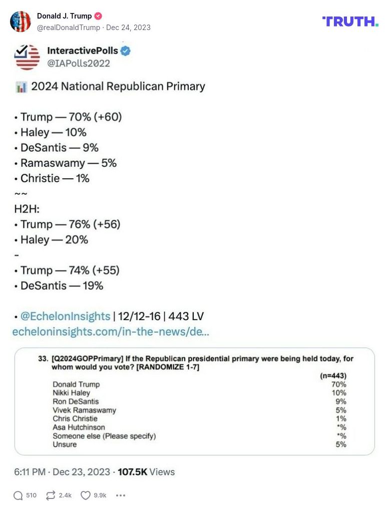 Post image from Donald Trump