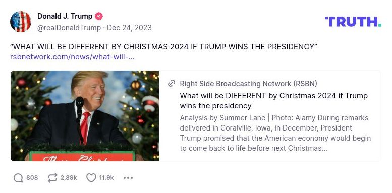 Post image from Donald Trump