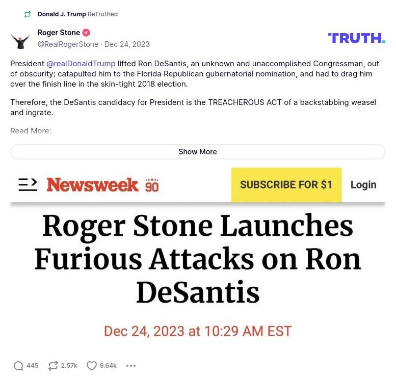 Post image from Donald Trump