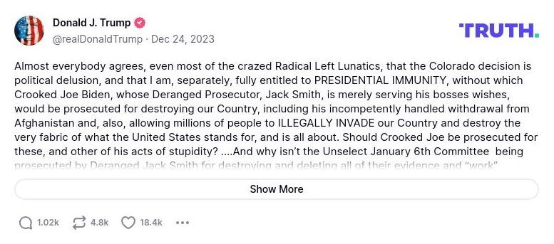 Post image from Donald Trump