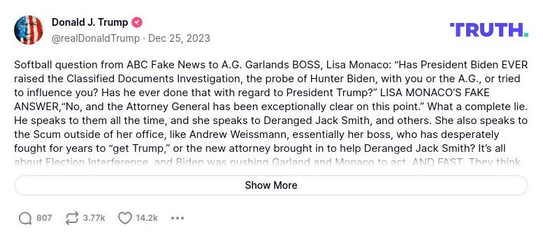 Post image from Donald Trump