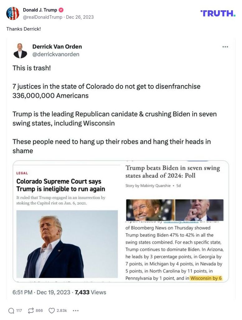 Post image from Donald Trump