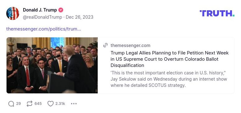 Post image from Donald Trump