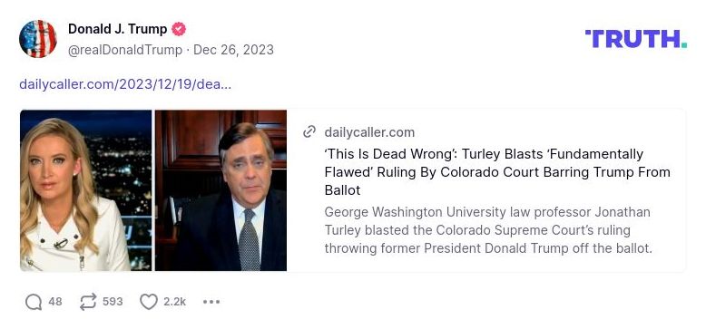 Post image from Donald Trump