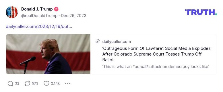 Post image from Donald Trump