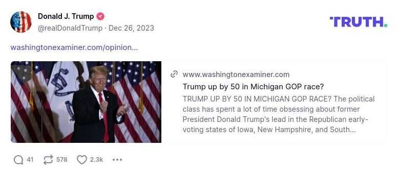 Post image from Donald Trump