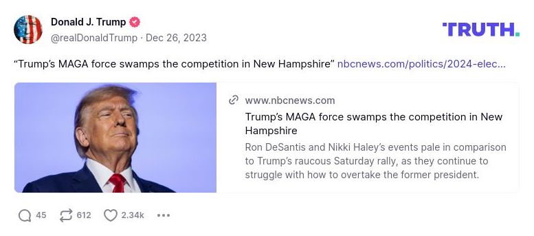 Post image from Donald Trump