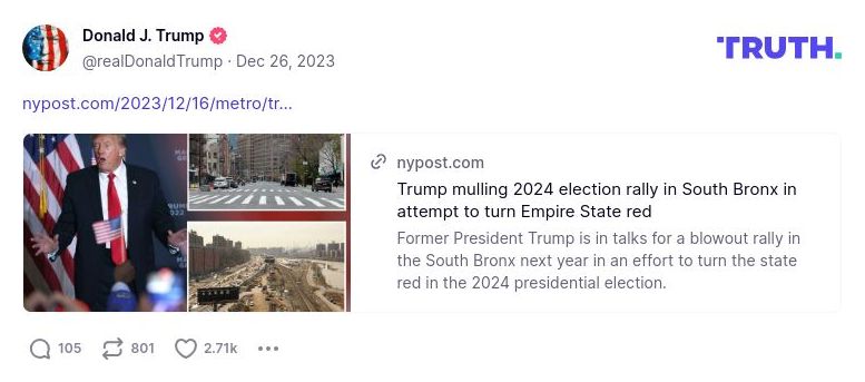 Post image from Donald Trump