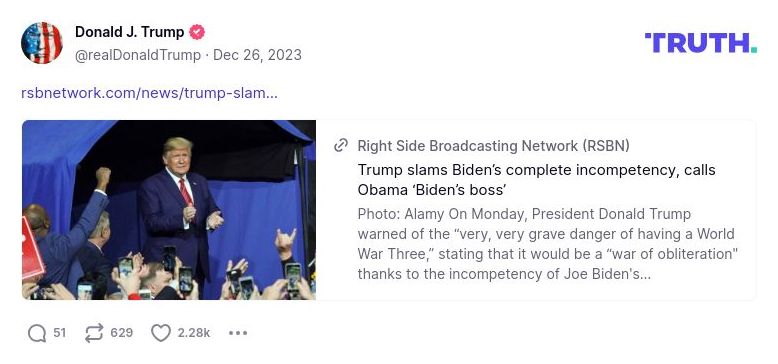 Post image from Donald Trump