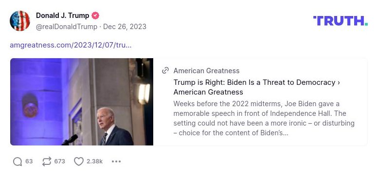 Post image from Donald Trump