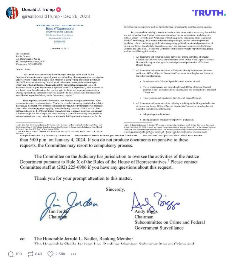 Post image from Donald Trump