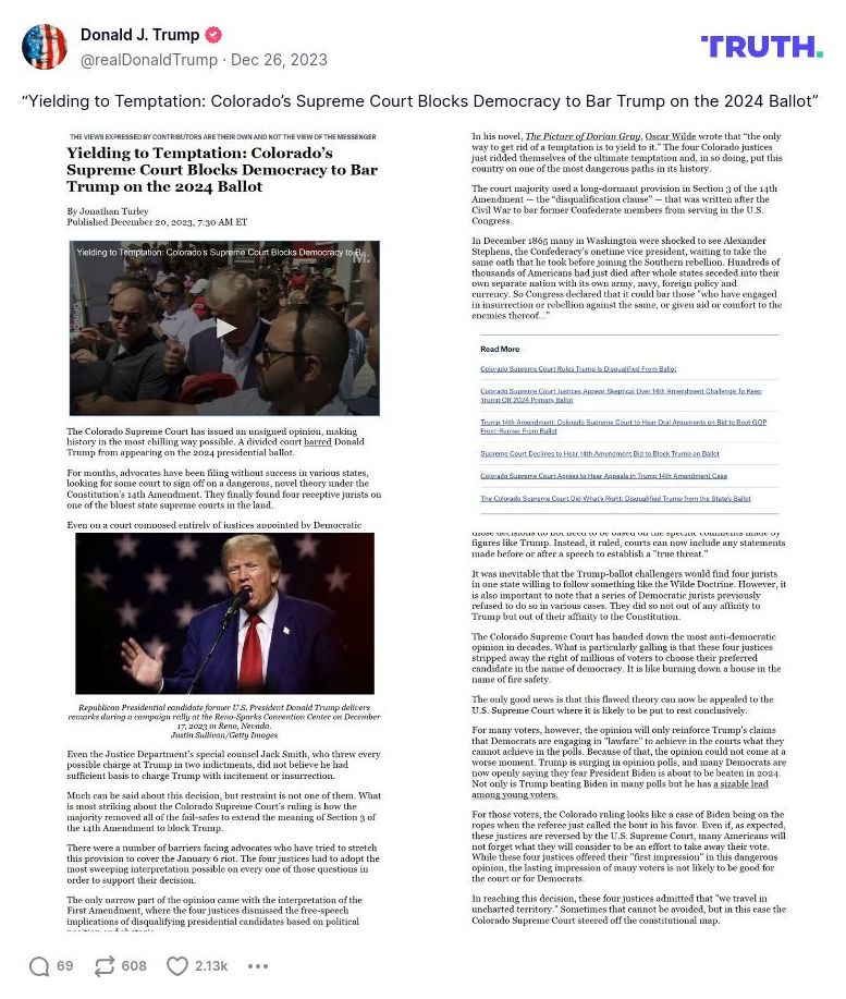 Post image from Donald Trump