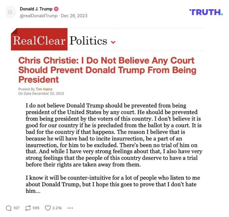 Post image from Donald Trump