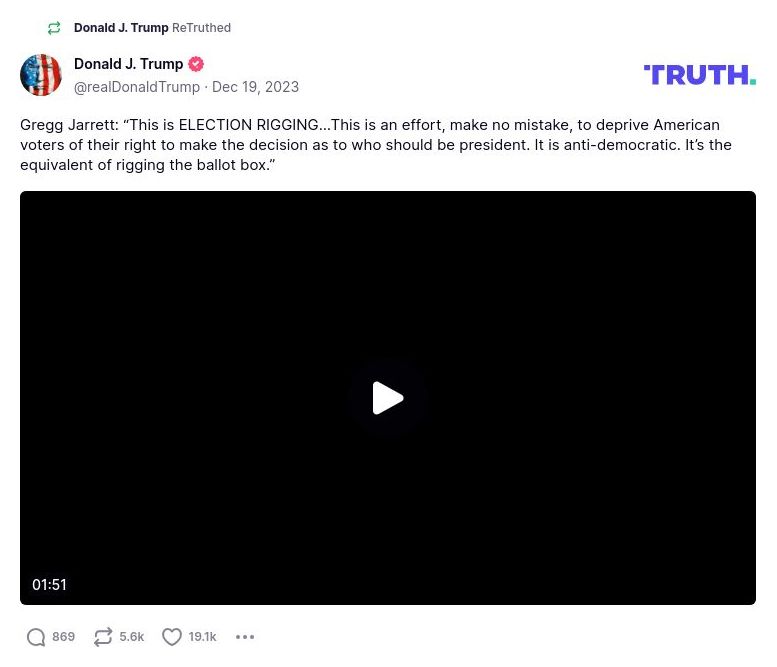 Post image from Donald Trump