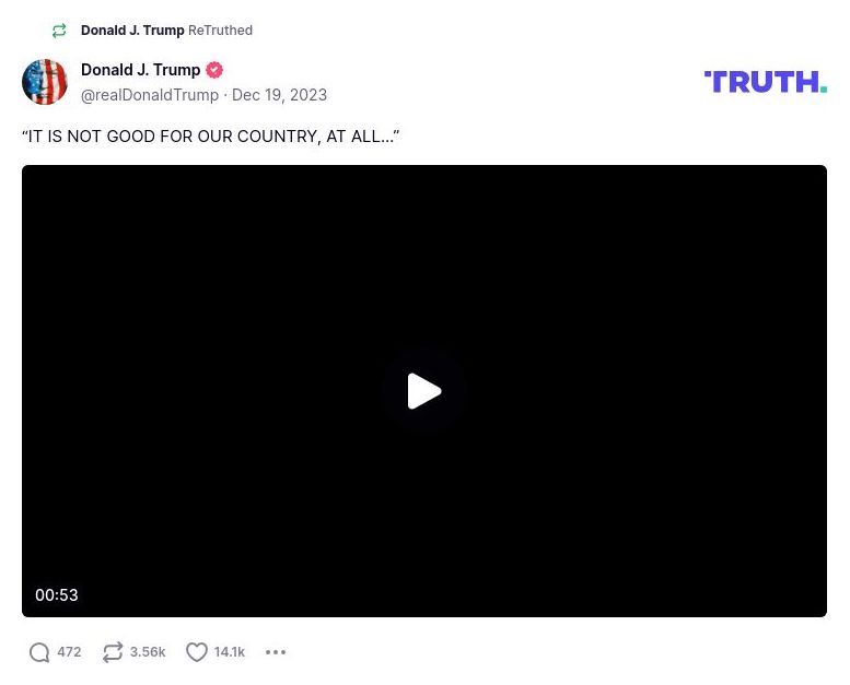 Post image from Donald Trump