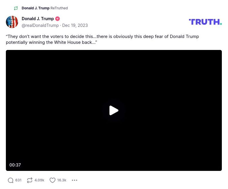 Post image from Donald Trump