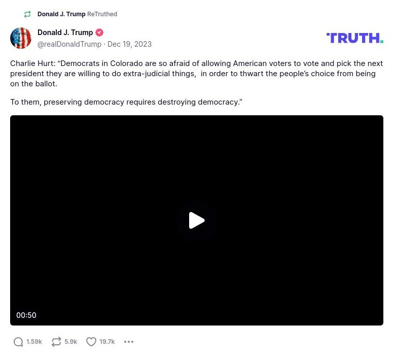 Post image from Donald Trump