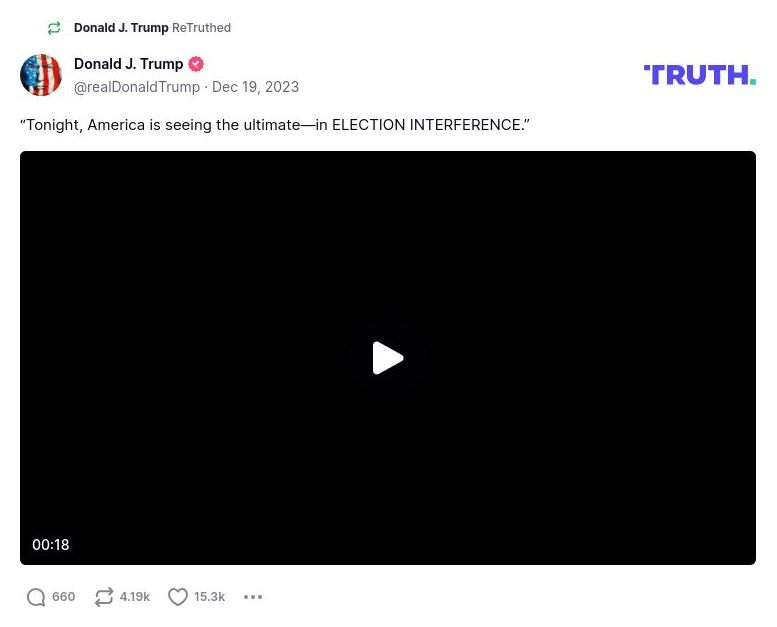 Post image from Donald Trump