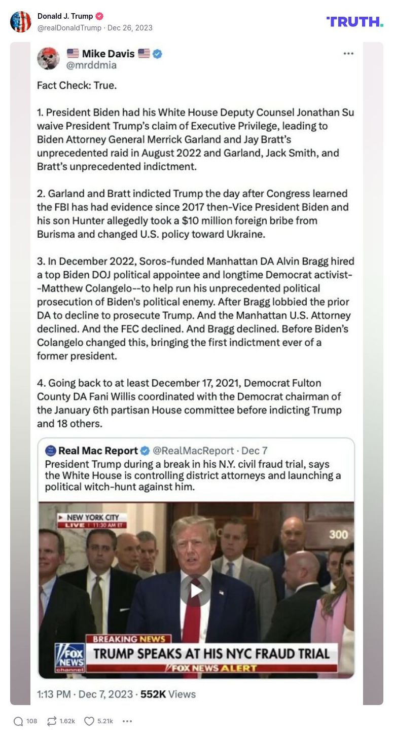 Post image from Donald Trump