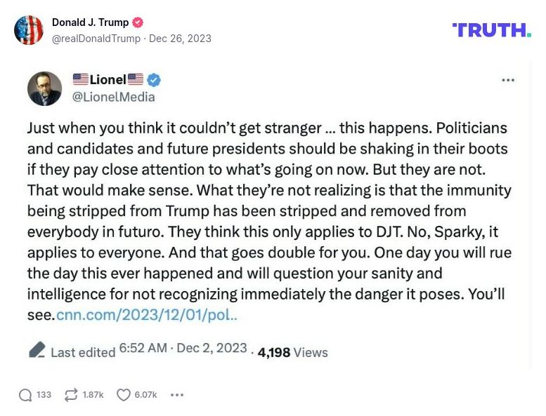 Post image from Donald Trump