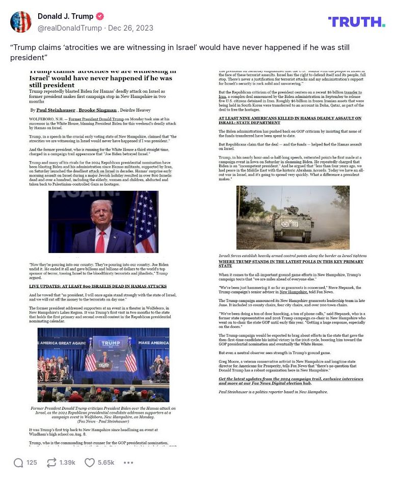 Post preview from Donald Trump