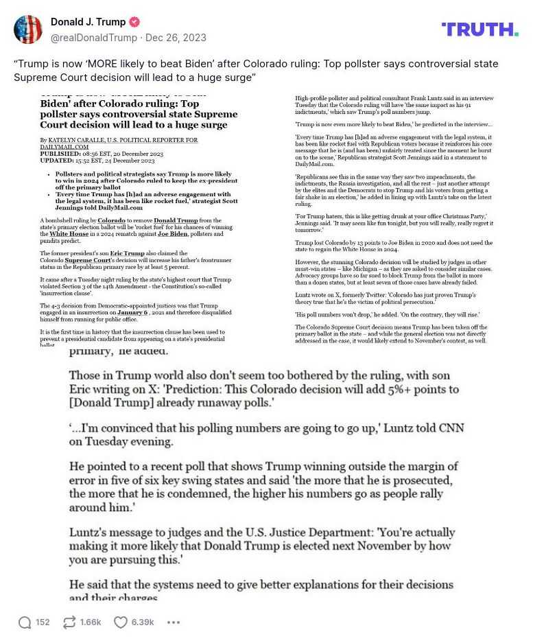 Post image from Donald Trump