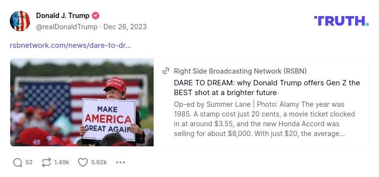 Post image from Donald Trump