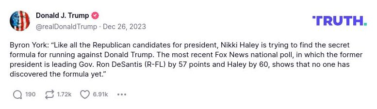 Post image from Donald Trump