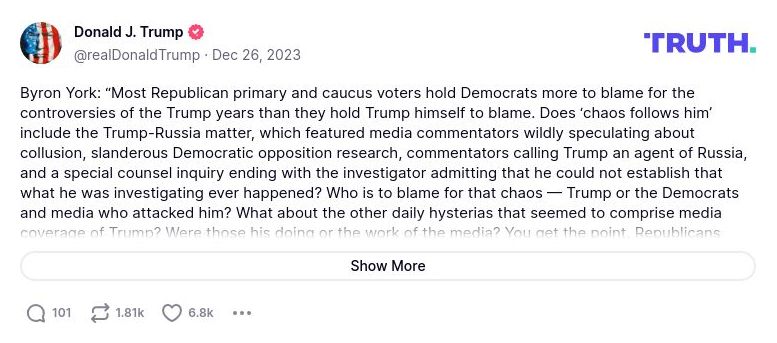 Post image from Donald Trump