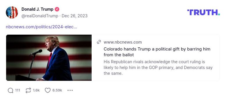 Post image from Donald Trump