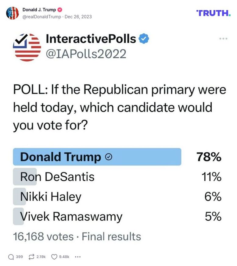 Post image from Donald Trump