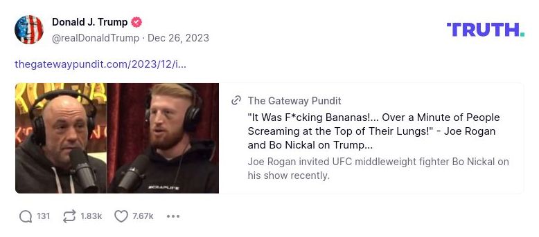 Post image from Donald Trump