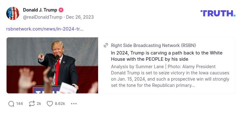 Post image from Donald Trump