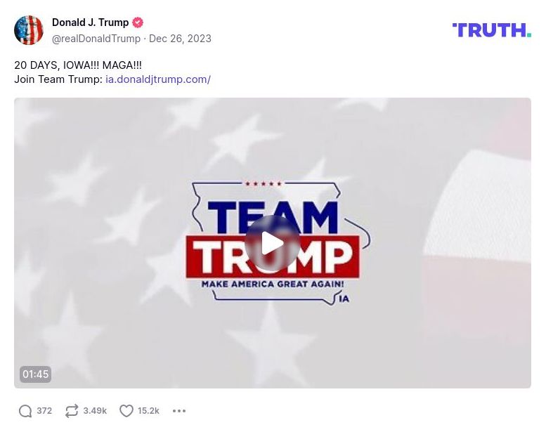 Post image from Donald Trump