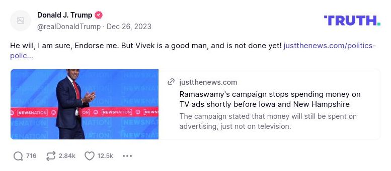 Post image from Donald Trump