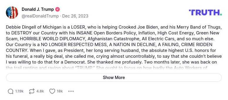 Post preview from Donald Trump