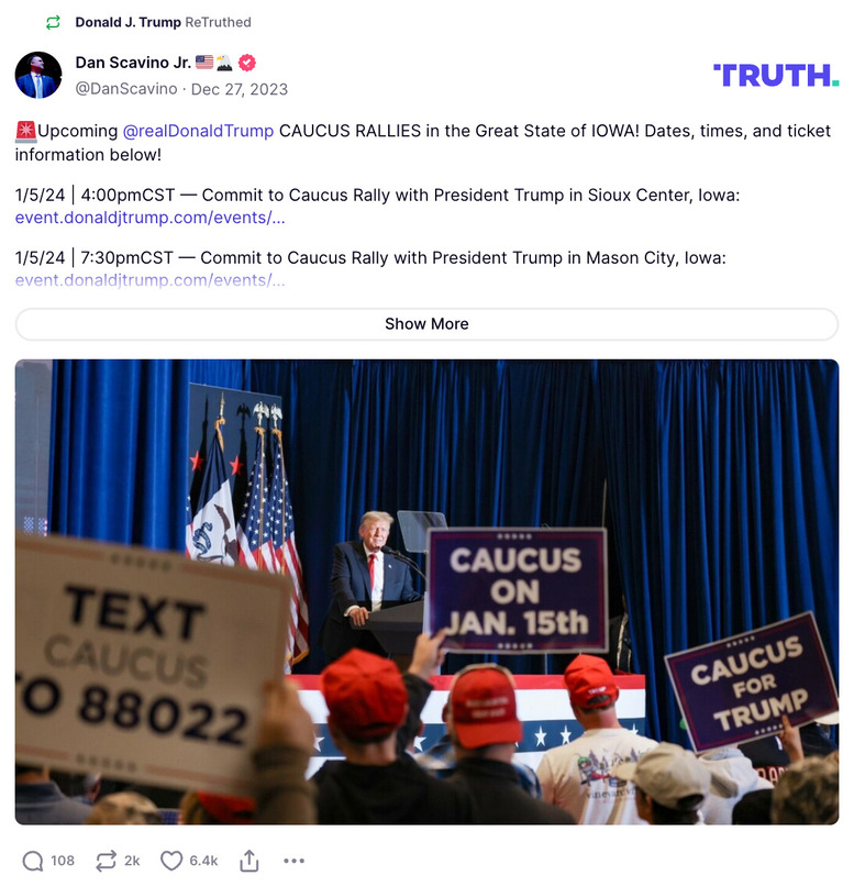 Post image from Donald Trump