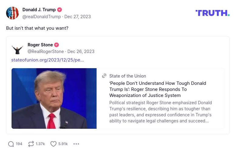 Post image from Donald Trump