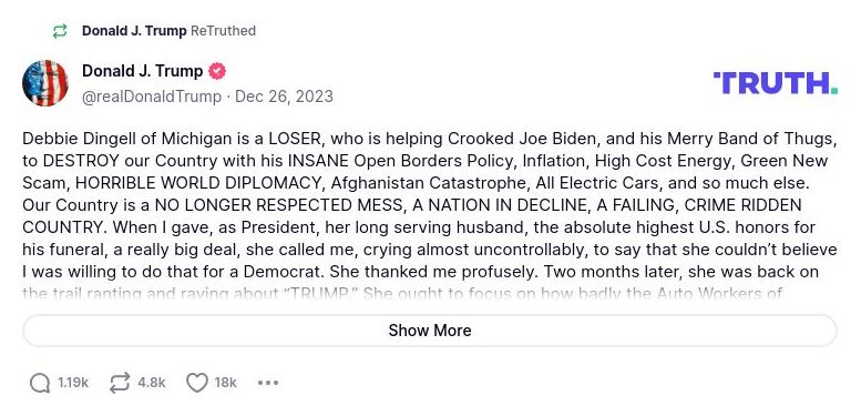 Post preview from Donald Trump