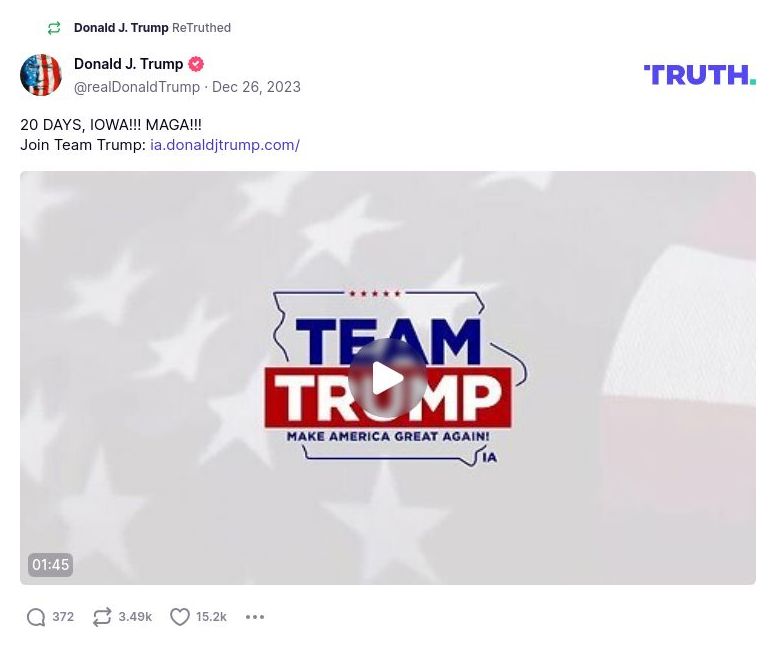 Post image from Donald Trump