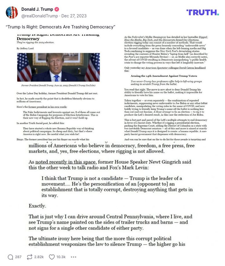 Post image from Donald Trump