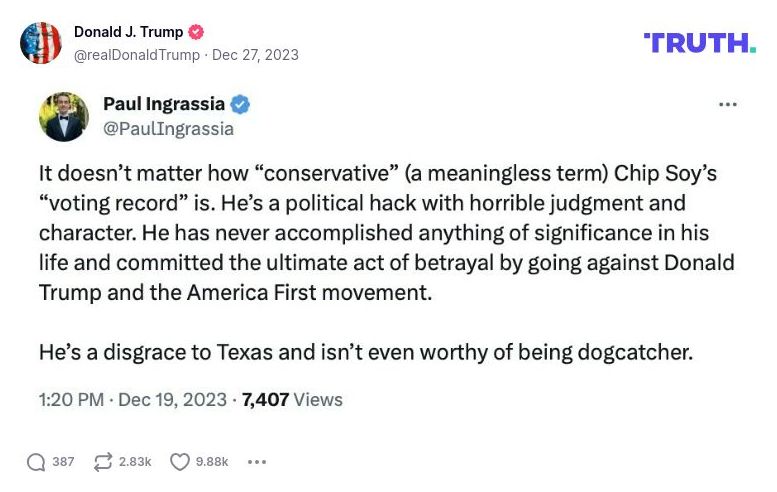 Post image from Donald Trump