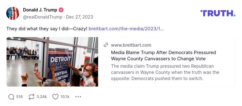 Post image from Donald Trump