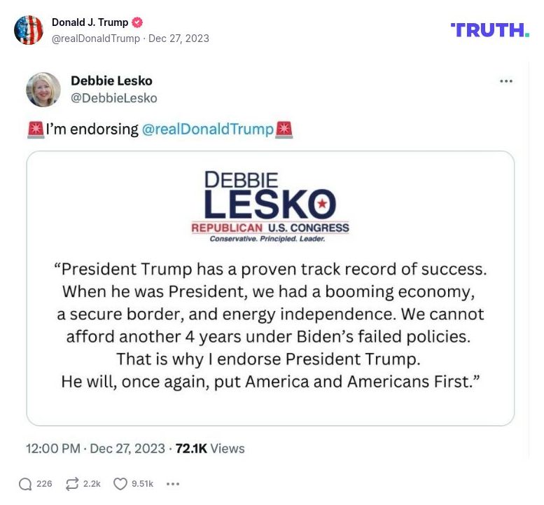 Post image from Donald Trump