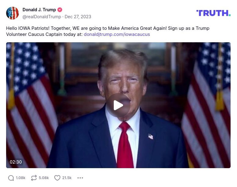 Post image from Donald Trump