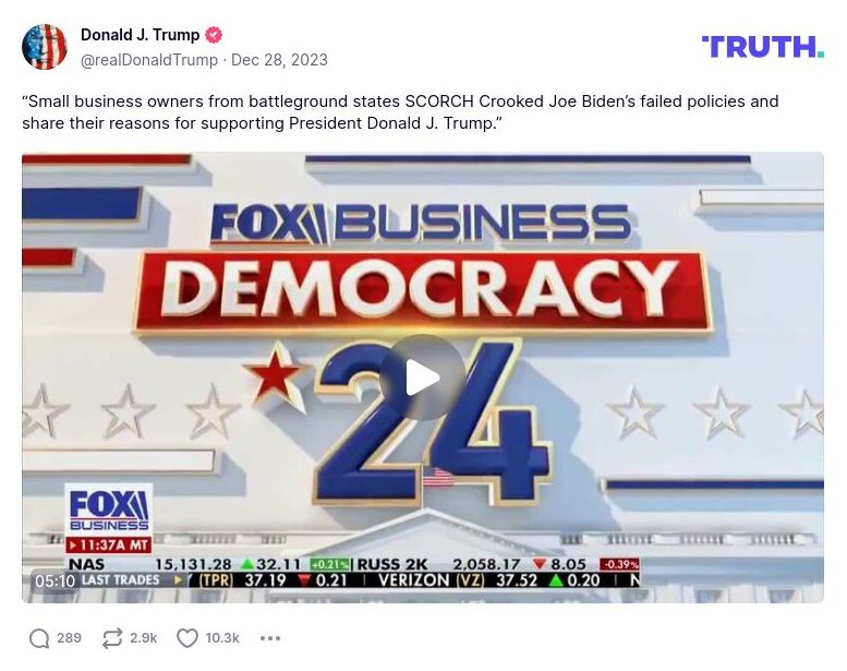 Post image from Donald Trump