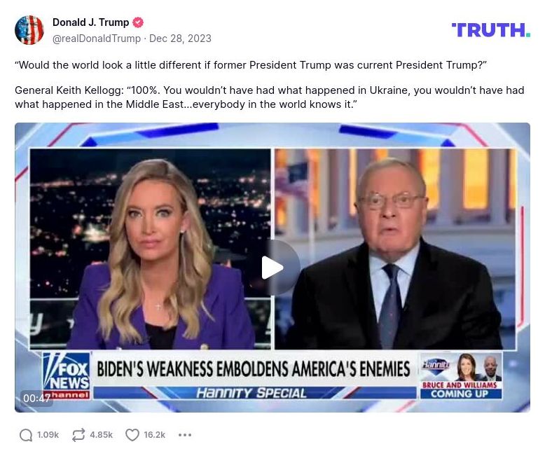 Post preview from Donald Trump