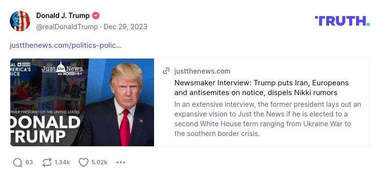 Post preview from Donald Trump