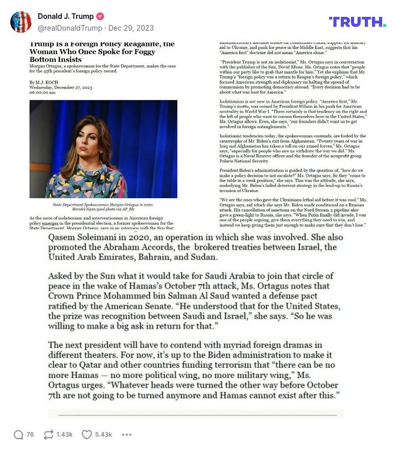 Post image from Donald Trump